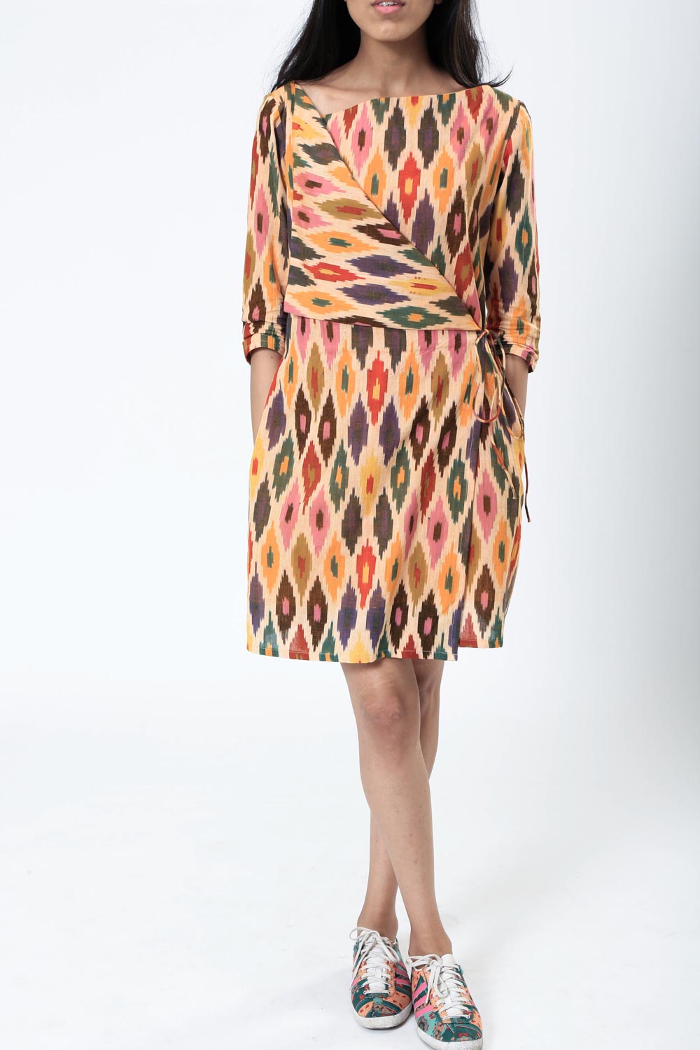 Colourful Ikat Wrap Dress – Aapro